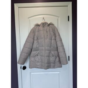 Laundry By Design Puffer Coat Hood Gray Size 1X